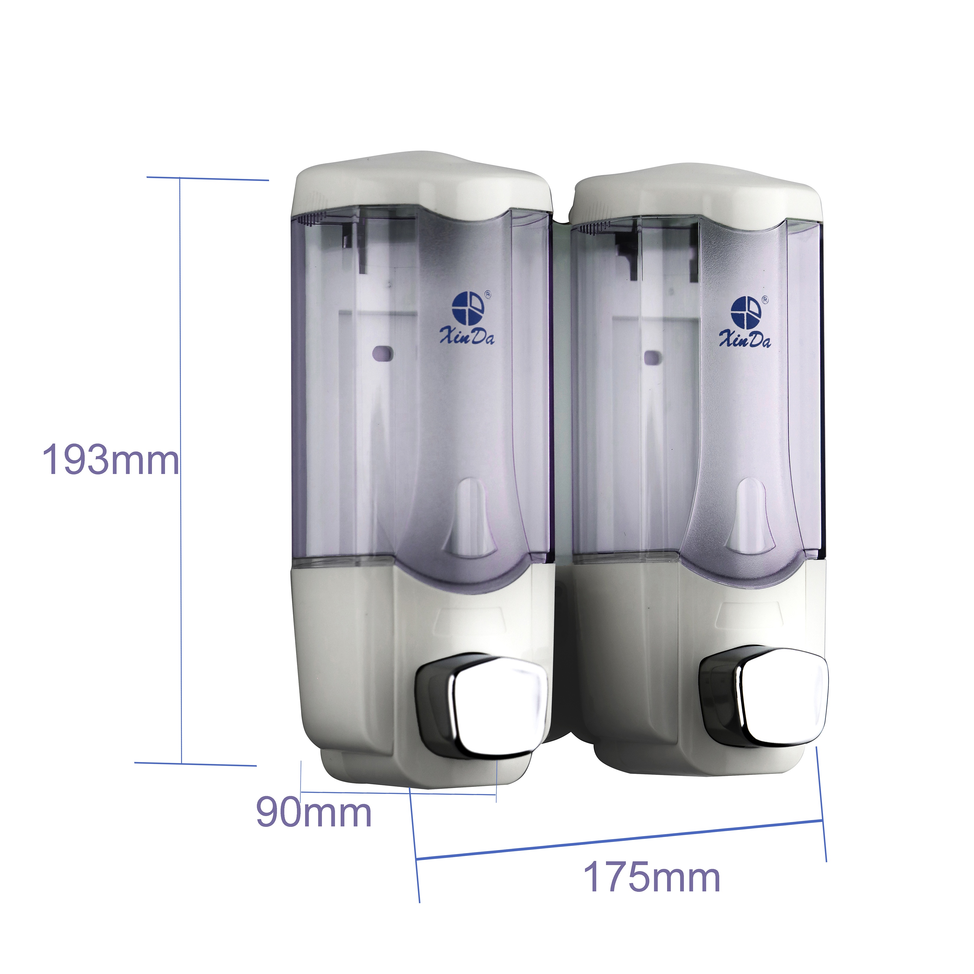 Der Xinda ZYQ 37s Shampoo-Seifenspender 370 ml X2 (Doppelt) Druckpumpe Badezimmer desinfizieren Kunststoff Weiß Wandmontage Schlüsselschloss