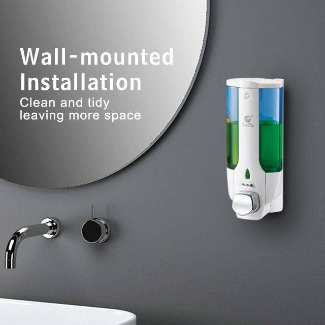 Der Xinda ZYQ138 Shampoo-Seifenspender 380 ml manuelle Druckpumpenzähler Kunststoff weiß Wandmontage mit Schlüsselschloss-Schutz